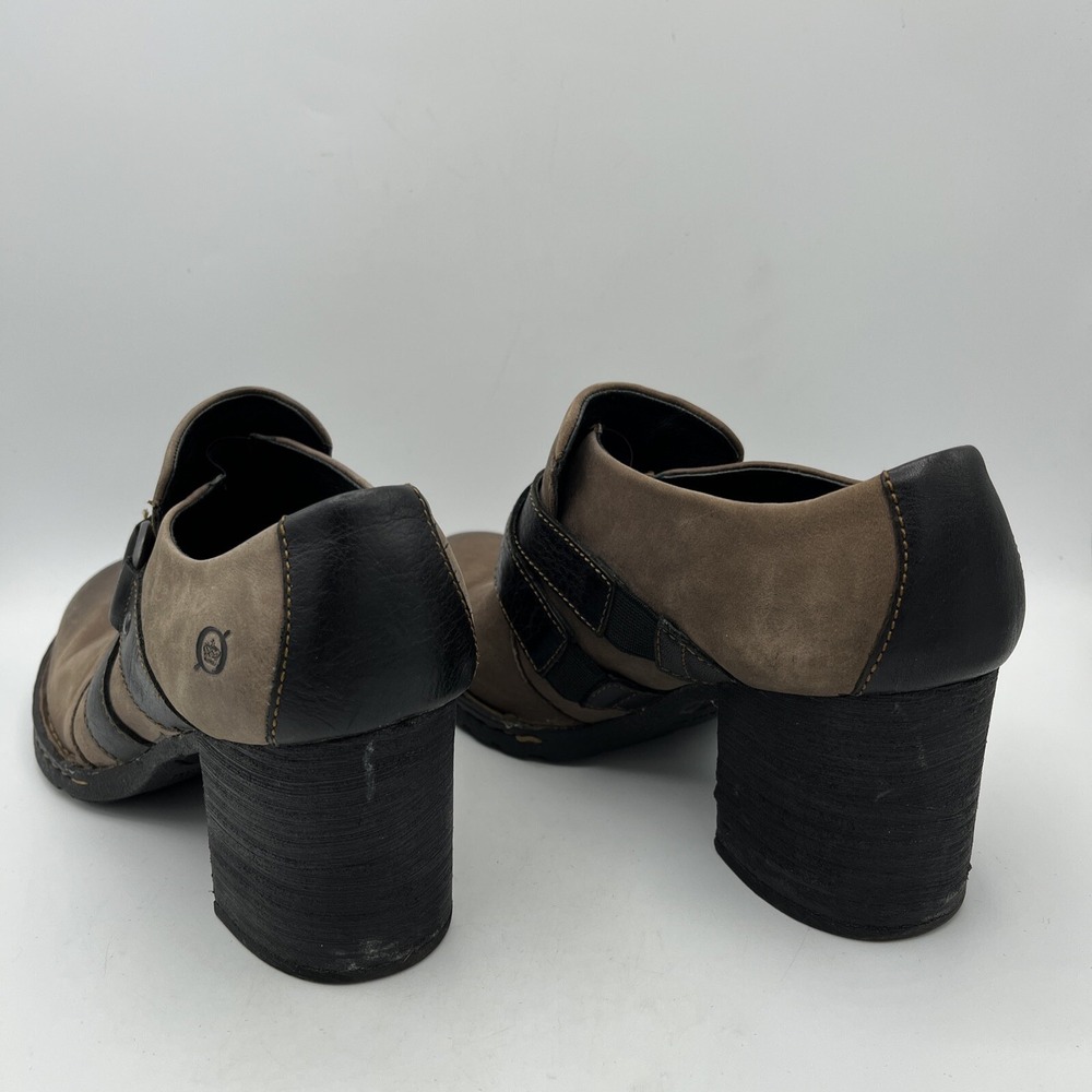 Born Leather Strappy Booties Womens US 8.5 M EU 40 Slip On Harness Chunky Heel - Picture 9 of 16